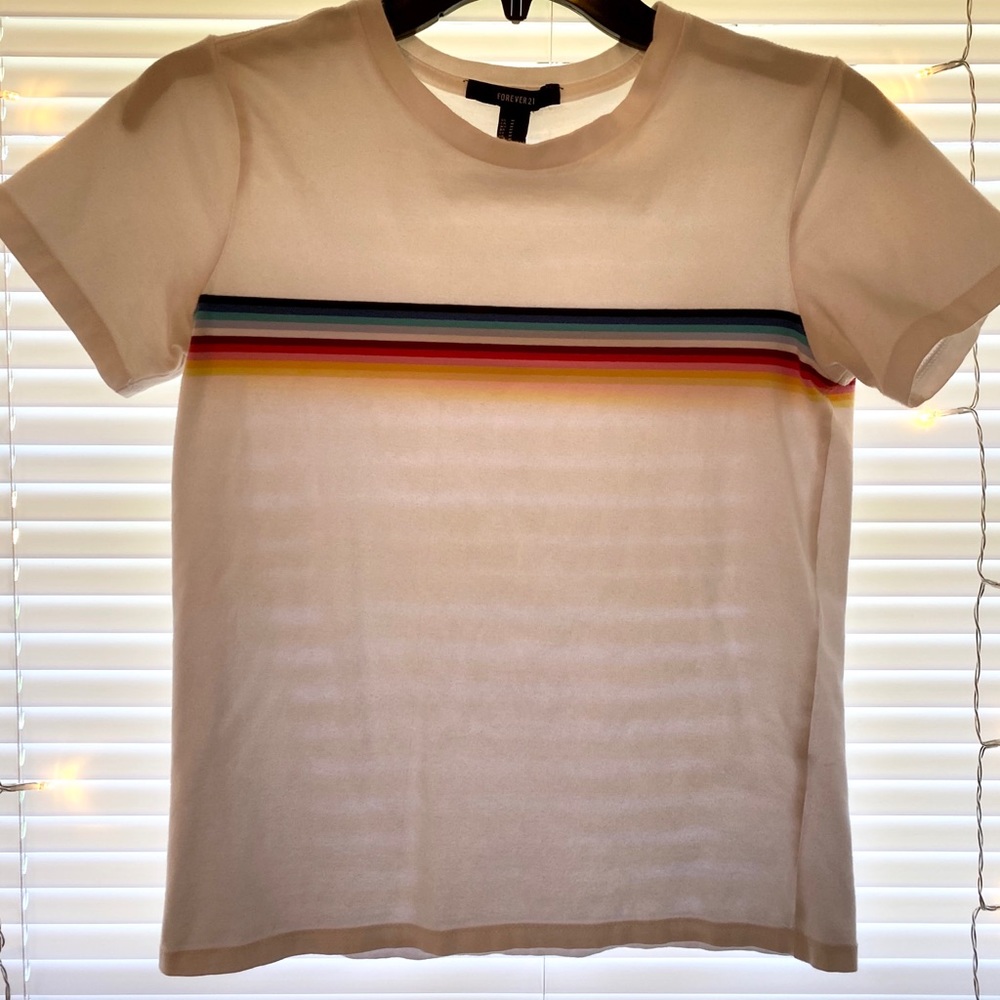 Forever 21 Top White Rainbow